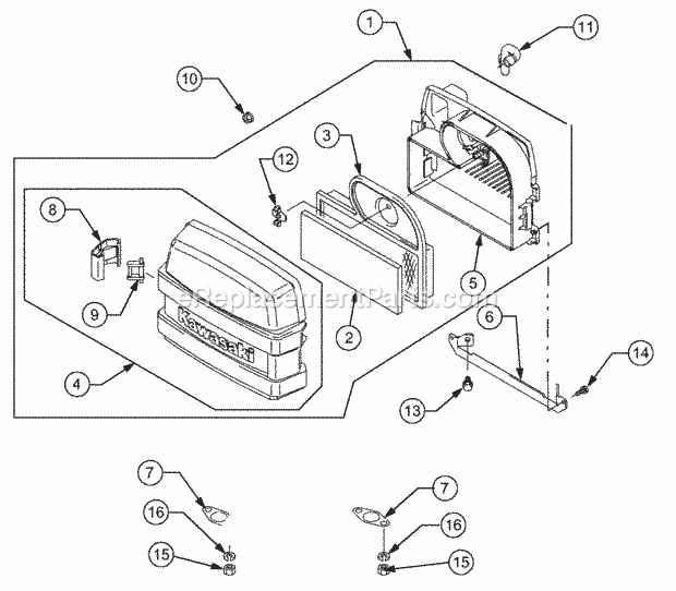 Air Filter/Muffler Gasket Diagram and Parts List for 1527 13A-241G100 Cub Cadet Lawn Tractor